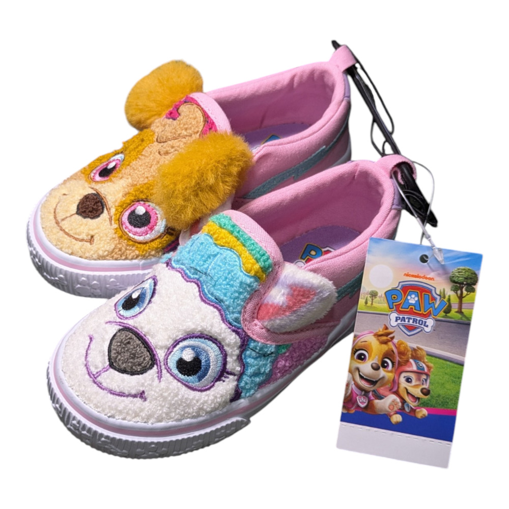 Paw Patrol Toddler Girls' Skye & Everest Fleece Slip-On Sneakers Size 7 NWT